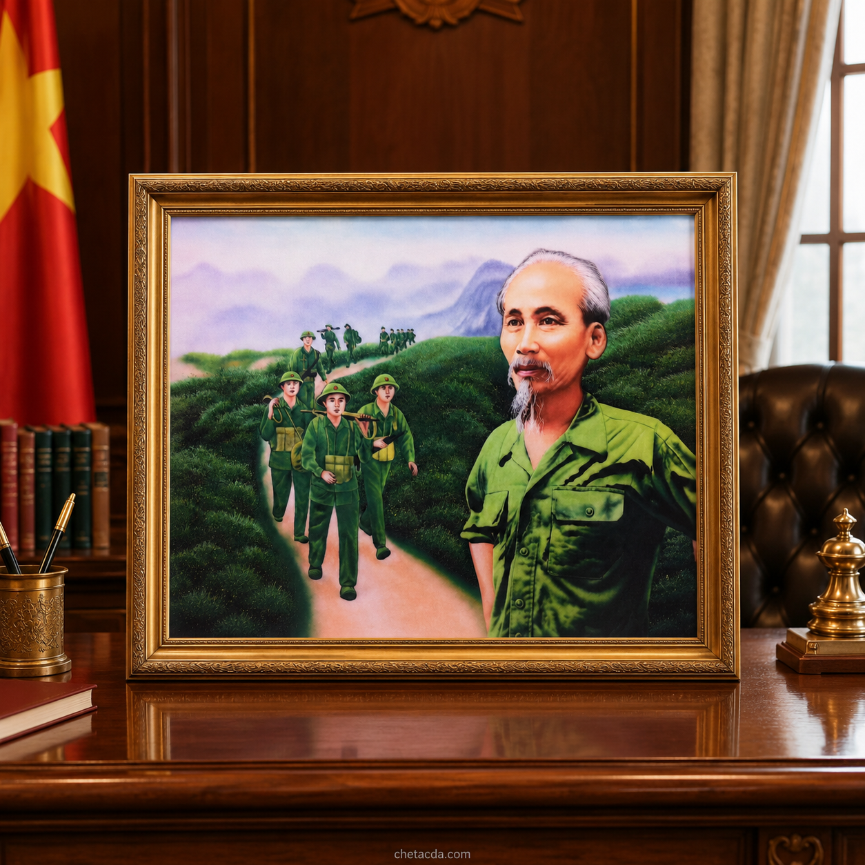 Tranh Đá Quý Bác Hồ hành quân – Chế Tác Thủ Công – ảnh sản phẩm 4 – Xuân Ngọc Phát