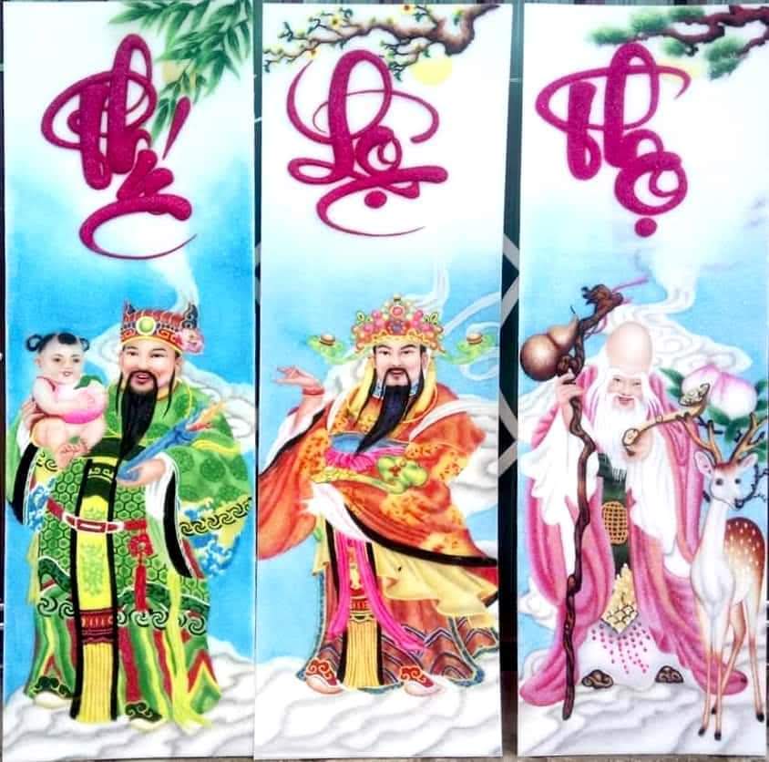 Tranh Đá Quý Cao Cấp phúc lộc thọ đẹp - Hình ảnh chi tiết 2