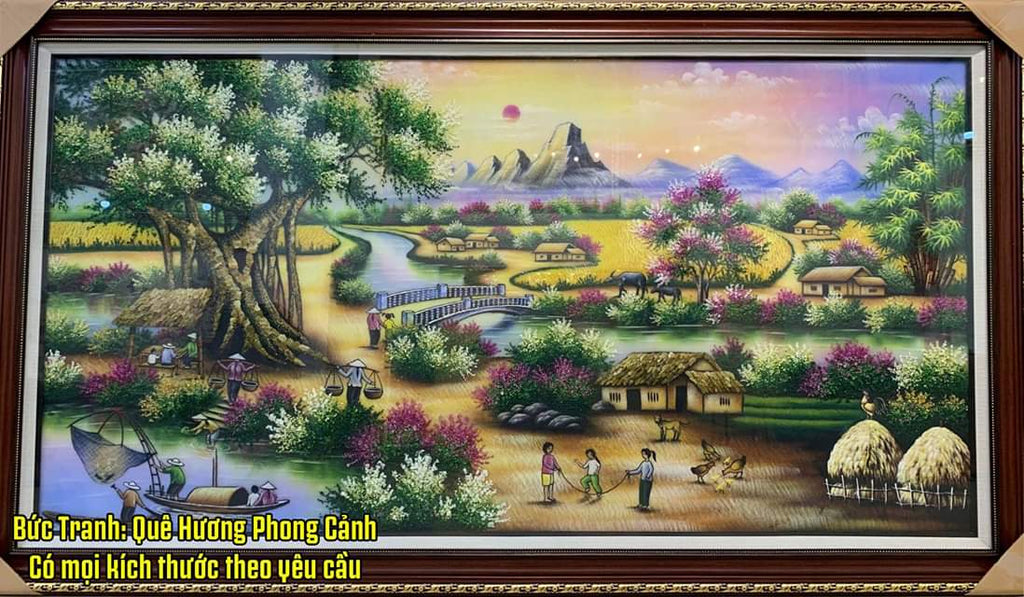Tranh Đá Quý Cao Cấp Đồng Quê Việt Nam – Mẫu 02 – Phiên Bản 02 - Hình ảnh chi tiết 2