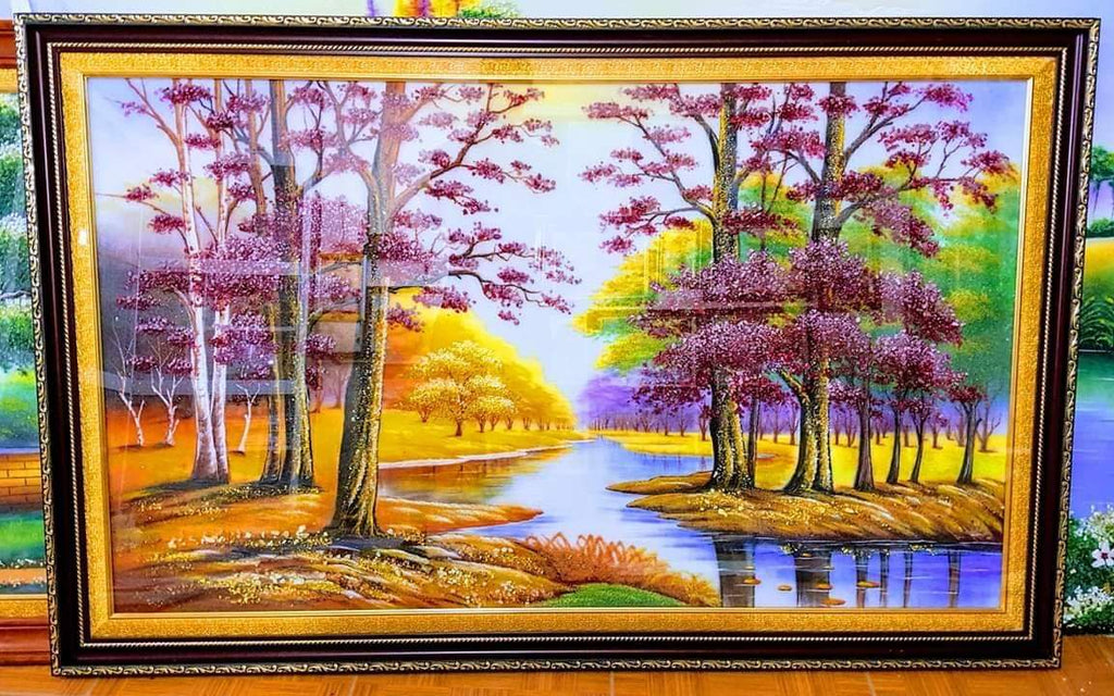 Tranh Đá Quý Cao Cấp Ruby rừng cây đỏ - Hình ảnh chi tiết 2