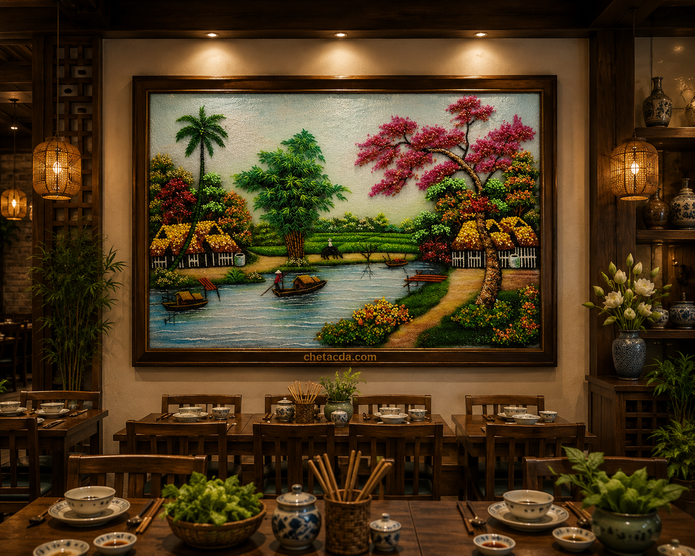 Tranh Đá Quý Cao Cấp Đồng Quê - Hình ảnh chi tiết 3
