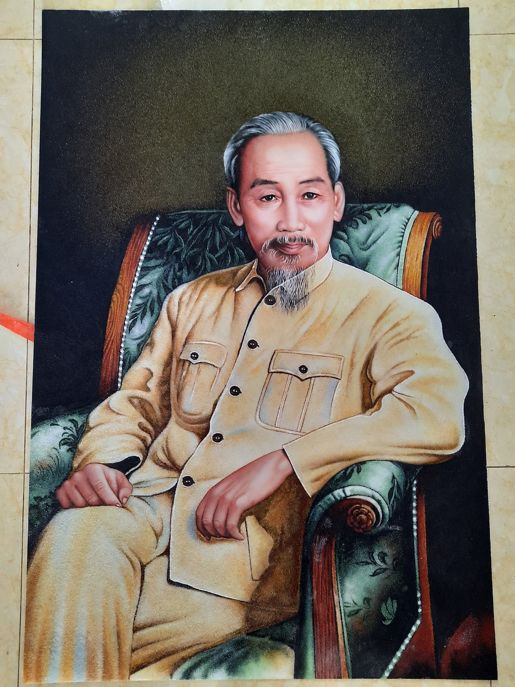 Tranh Đá Quý Cao Cấp Chân Dung Hồ Chí Minh – Mẫu 02 - Hình ảnh chi tiết 3