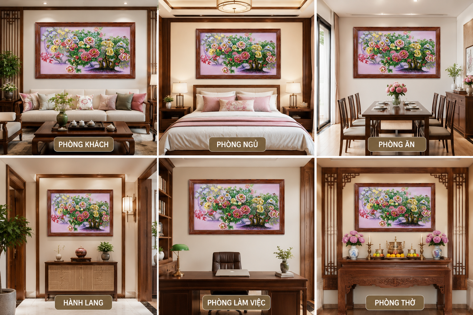 Tranh Đá Quý Hoa Mẫu Đơn 3D – ảnh sản phẩm 2 – Xuân Ngọc Phát