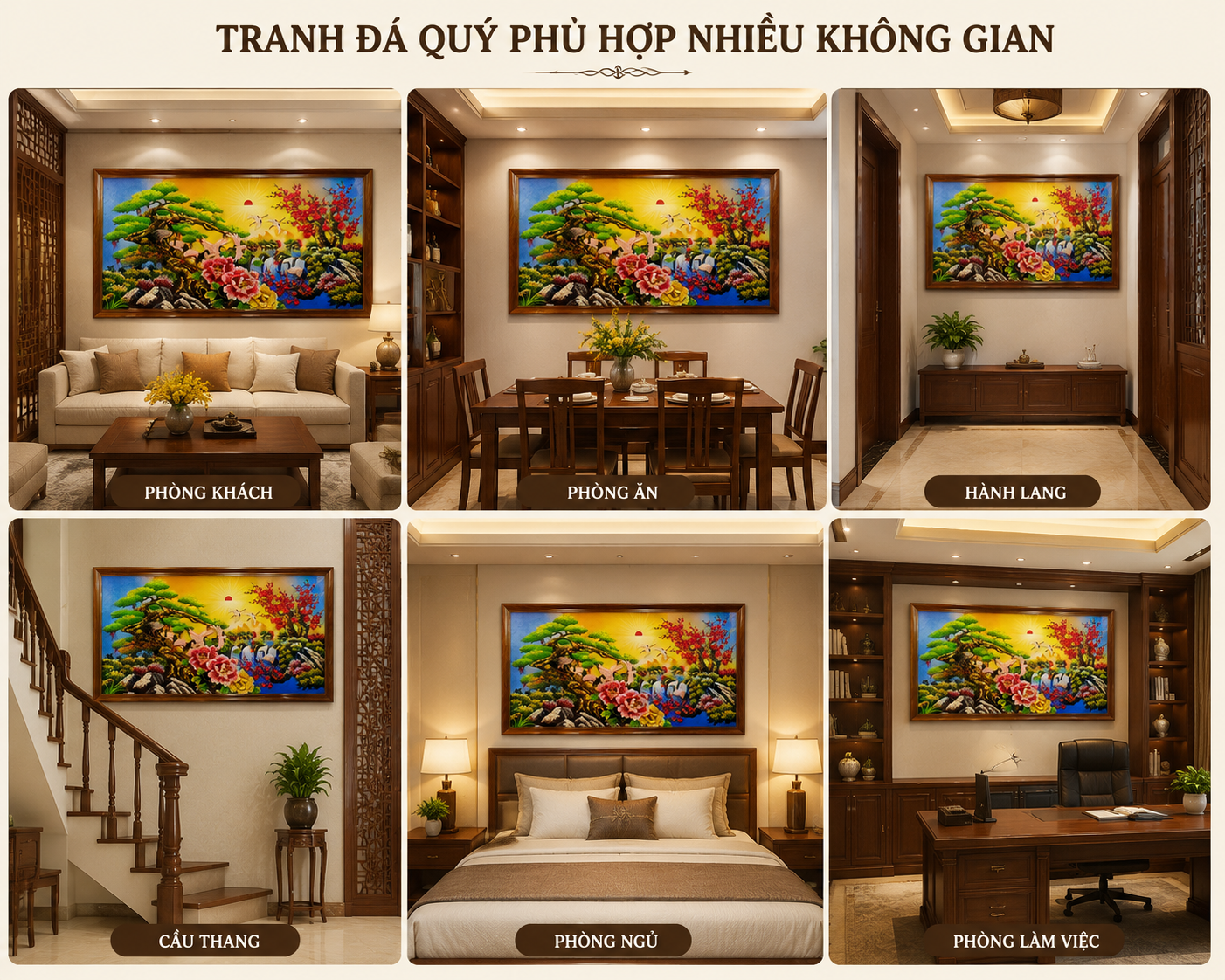 Tranh Đá Quý Tùng Hạc Diên Niên 3D – ảnh sản phẩm 2 – Xuân Ngọc Phát