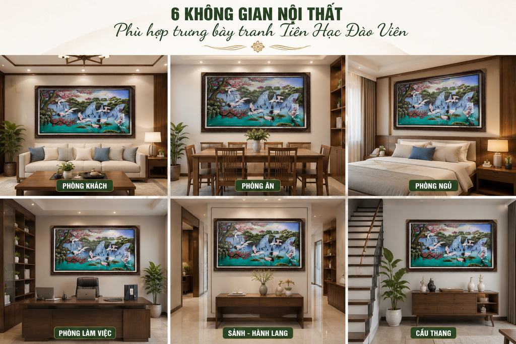 Tranh Đá Quý Cao Cấp Tùng Hạc Mặt Trời - Hình ảnh chi tiết 2