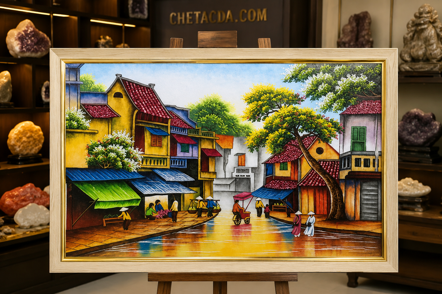 Tranh Đá Quý Cao Cấp Phố cổ Hà Nội Phong Thủy - Tranh đá quý cao cấp Lục Yên