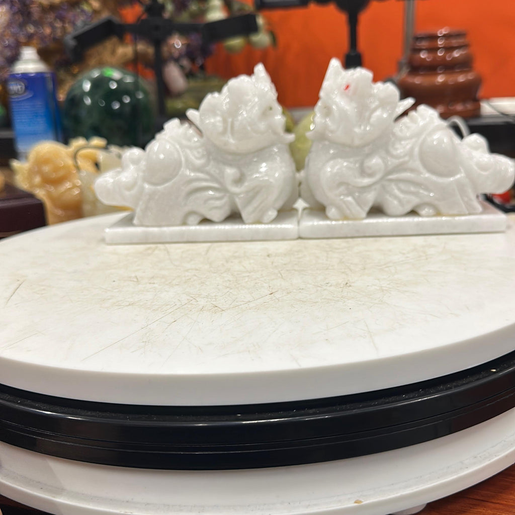 Tỳ hưu Cẩm thạch trắng  12cm