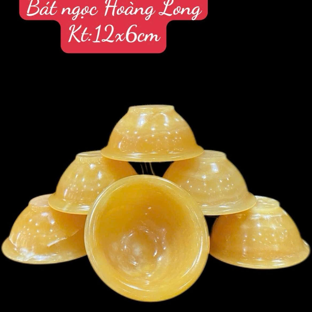 Bát đá vàng  hoàng Long , bát đá xanh  onyc Pakistan  bát để thờ hoặc trưng phong thủy kích thước 12cm