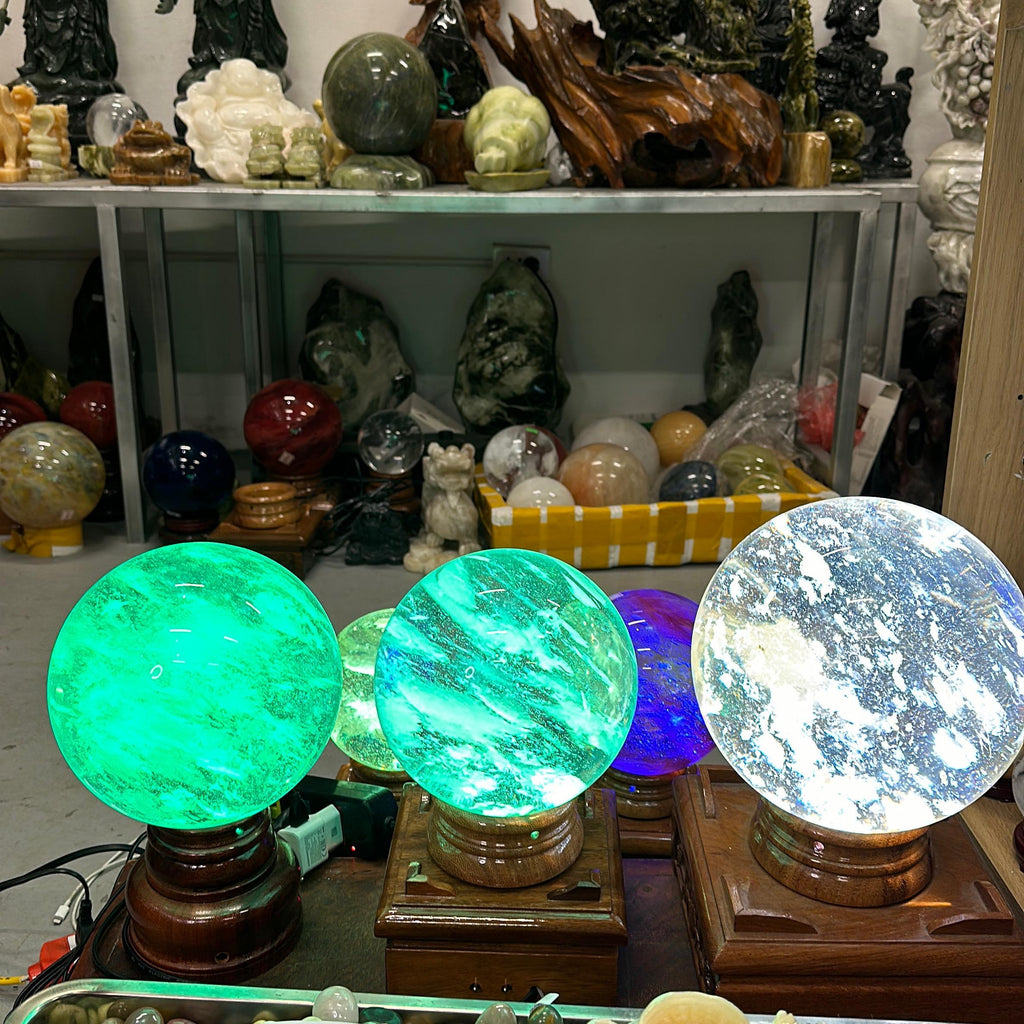 Bi cầu đá Obisidia  + đế nhiều màu