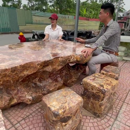 Bàn Ghế Đá Nguyên Khối Uống Trà Sân Vườn Cao Cấp – ảnh sản phẩm 1 – Xuân Ngọc Phát