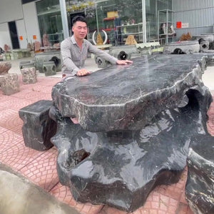 Bàn Ghế Đá Nguyên Khối Ngoài Trời Sang Trọng Hút Tài Lộc – Chế Tác Theo Kích Thước