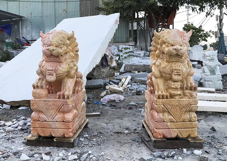 Kỳ Lân đá Cà Rốt (vàng Đỏ Tự Nhiên) - Cẩm Thạch - Đỏ Cà Rốt - Cao 90cm - đá Tự Nhiên Nguyên Khối - Tân Ngọc Phát