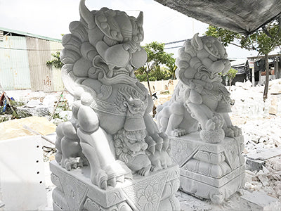 Tượng Kỳ Lân đá Cẩm Thạch Cao 1,95m - Trắng - Cao 195cm - Mẫu Đẹp Cao Cấp - Tân Ngọc Phát