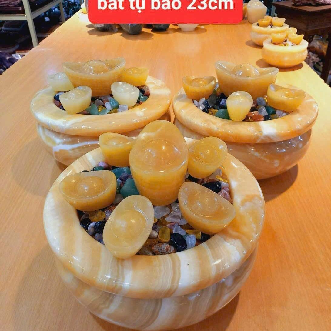 Bát tụ bảo đá vàng hoàng Long đủ size 10  - 30cm Phòng Khách