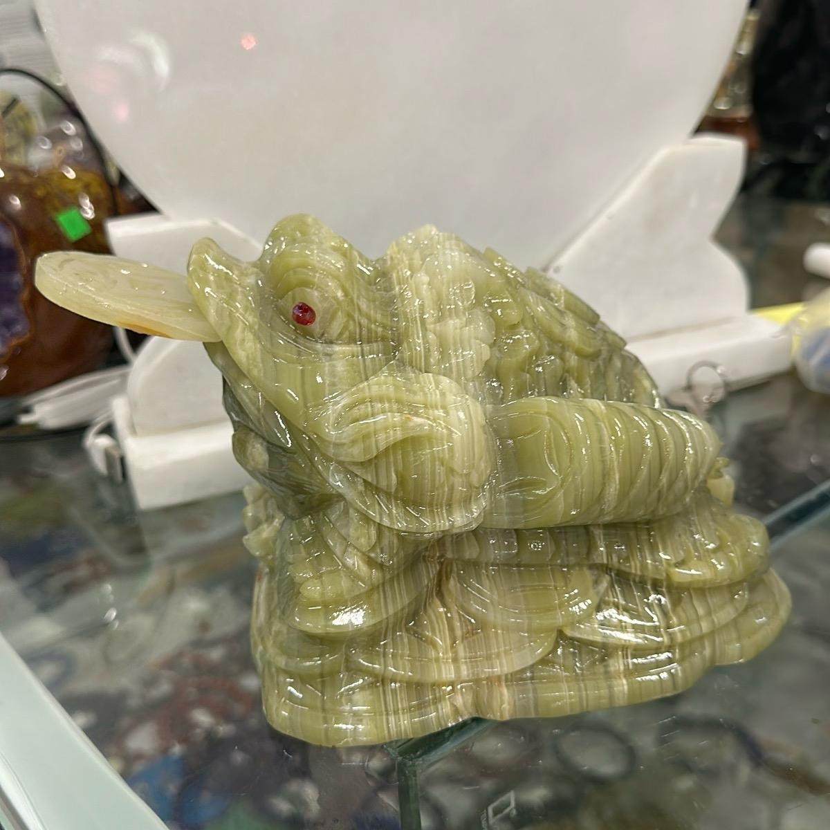 Thiềm thừ  phong thuy đá Ngọc onyx xanh