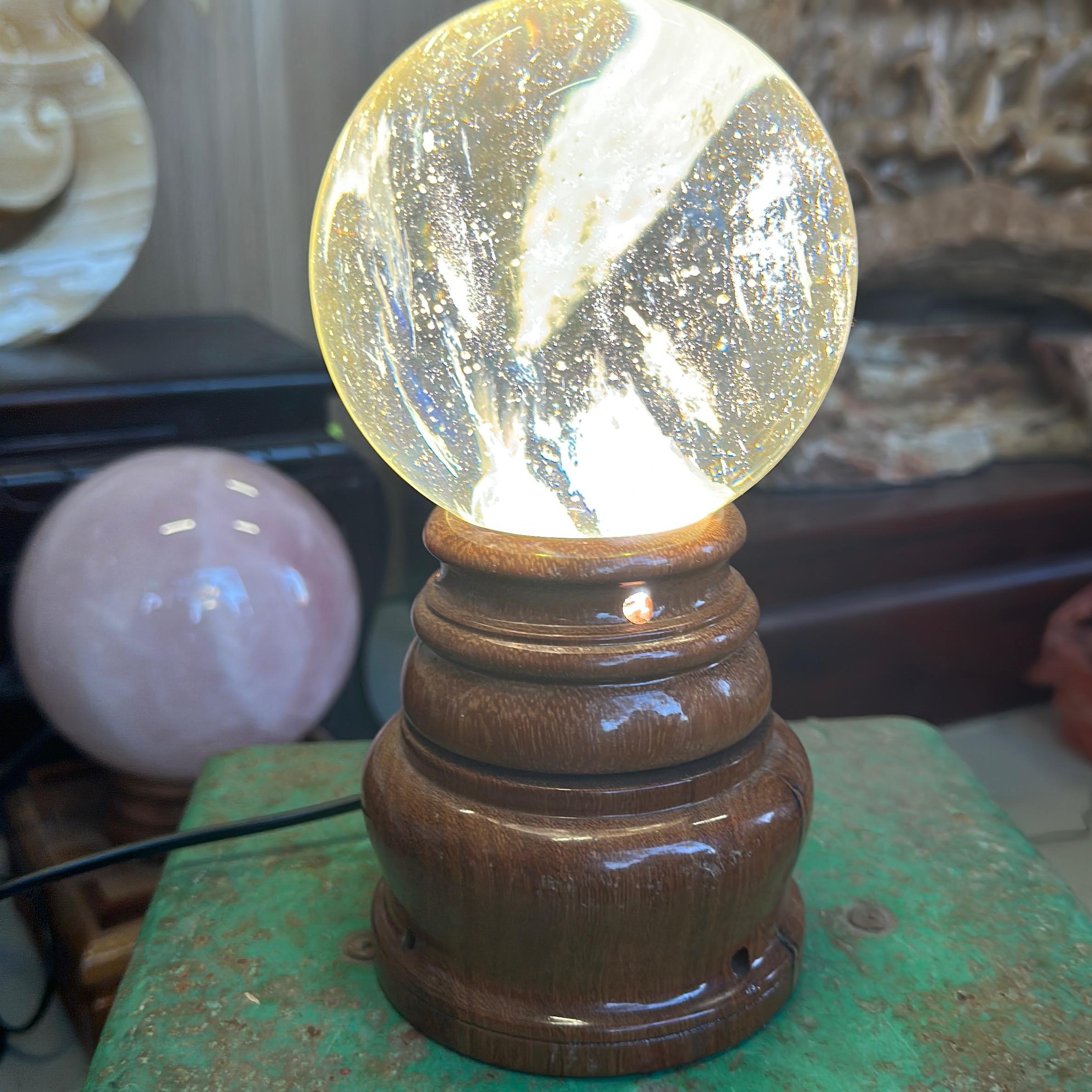 Bi cầu vàng Obisidia vàng+ đế 3 màu