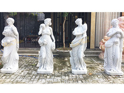 Bộ Tượng Cô Gái Bốn Mùa bằng đá Trắng Tự Nhiên - Cẩm Thạch - Cao 180cm - Trang Nghiêm Bền Đẹp - Tân Ngọc Phát