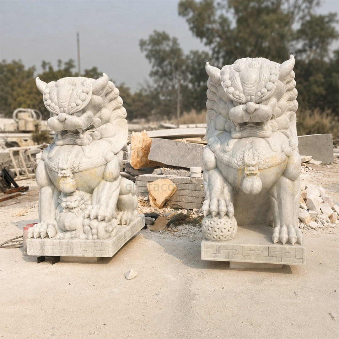 Tượng Kỳ Lân đá Cẩm Thạch Trắng tại xưởng Xuân Ngọc Phát