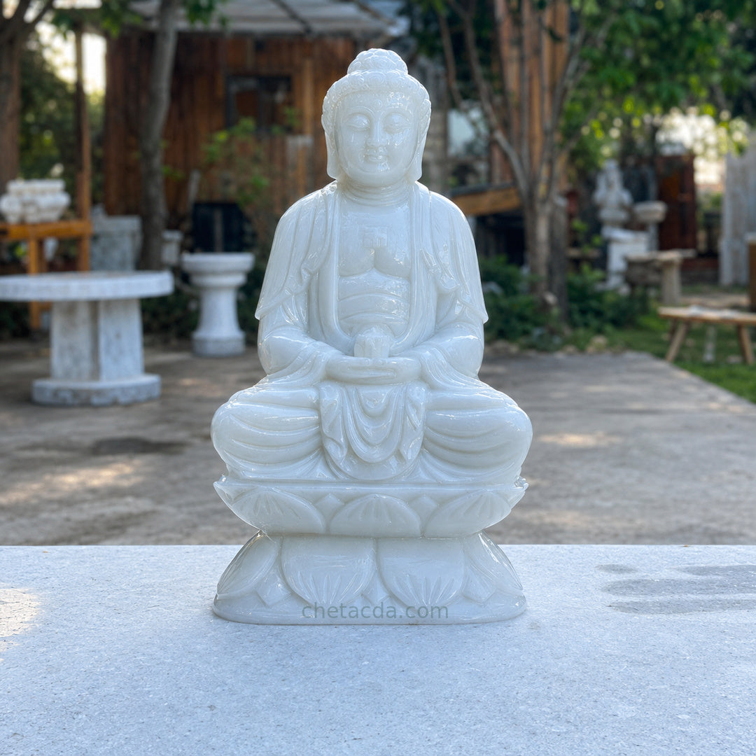 Tượng Phật A Di Đà đá cẩm thạch trắng - Xuân Ngọc Phát