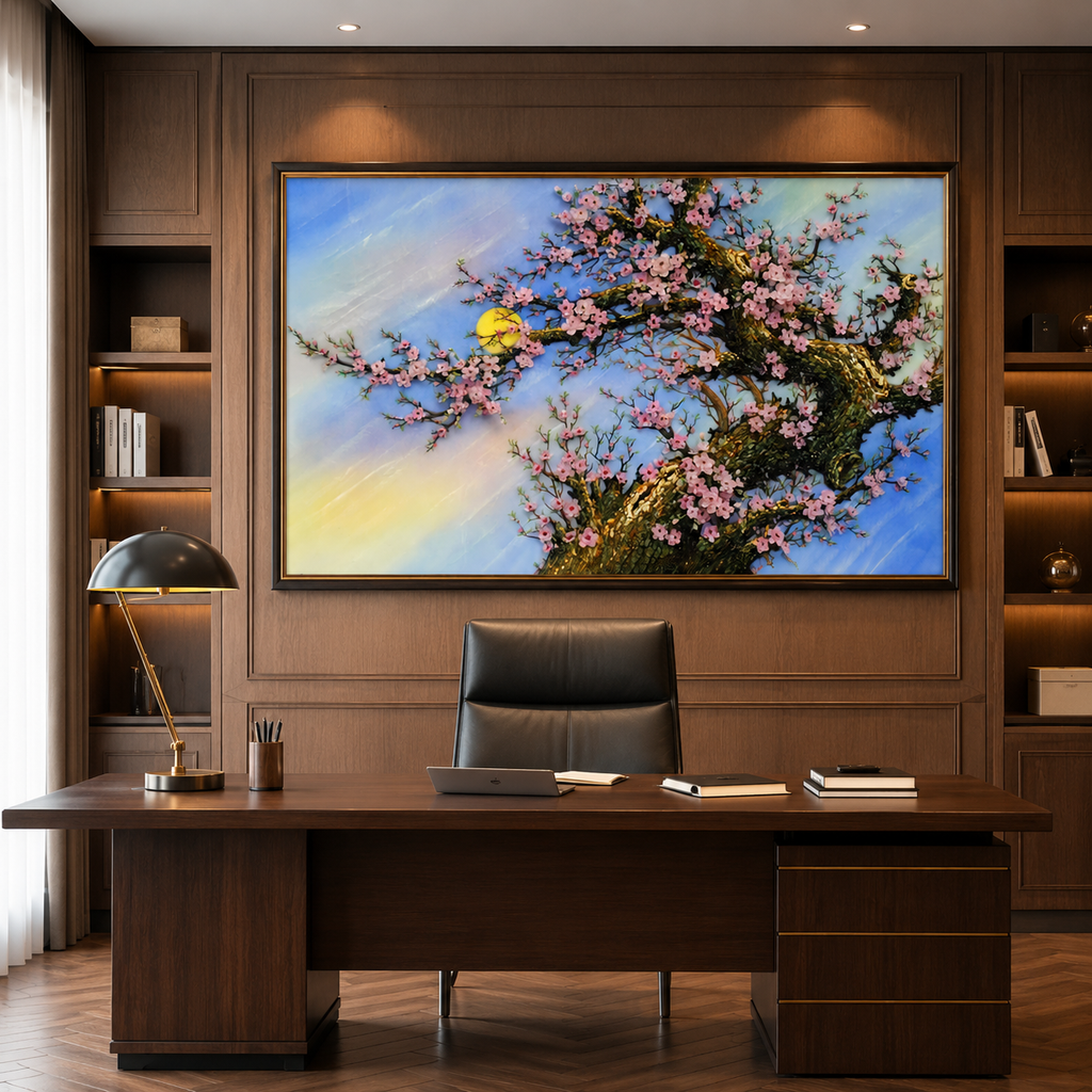Tranh Đá Quý Cao Cấp Đào giáng long - Hình ảnh chi tiết 2