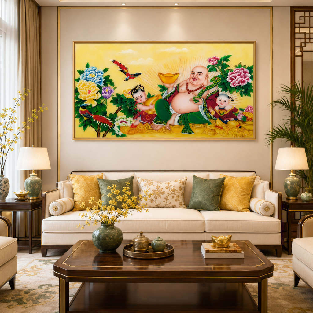 Tranh Đá Quý Cao Cấp Thần Tài Rước Lộc – Mẫu 01 - Hình ảnh chi tiết 8