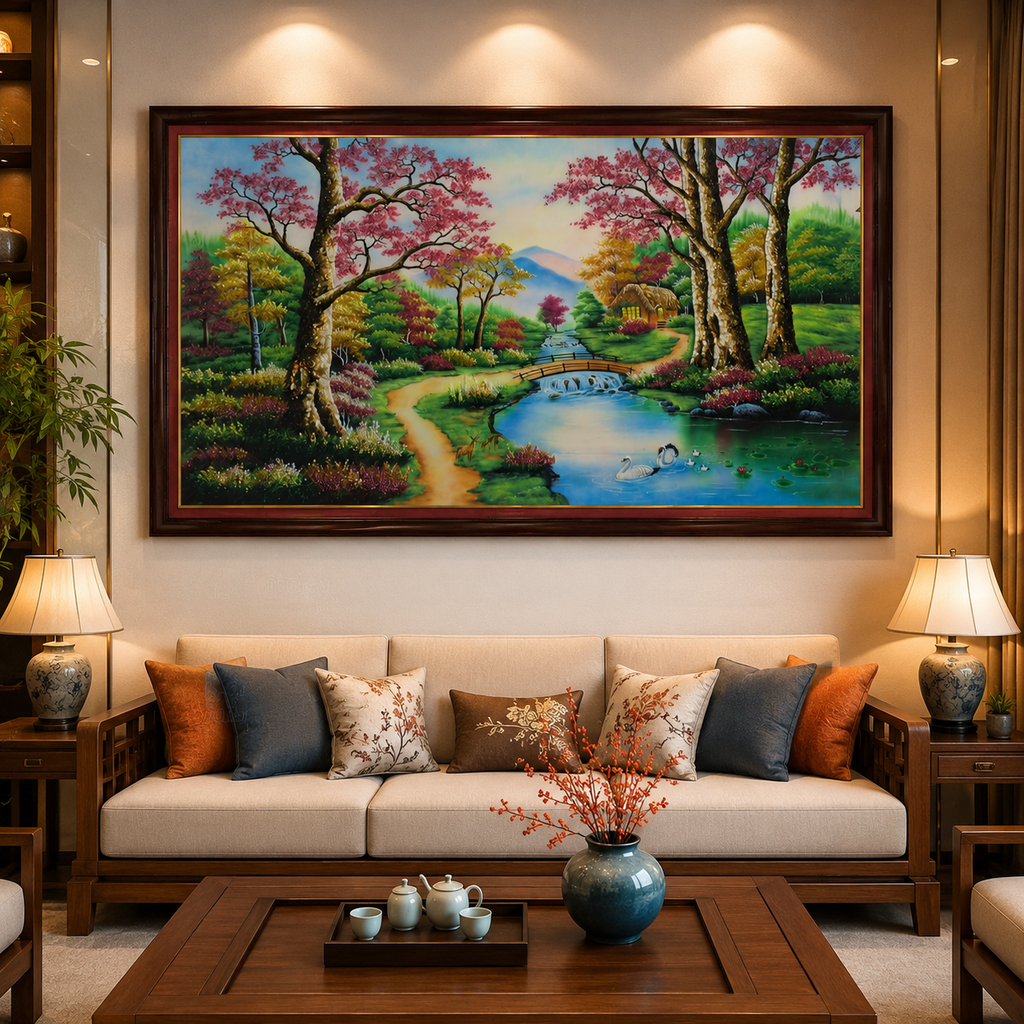Tranh Đá Quý Cao Cấp Ngôi nhà hạnh phúc - Hình ảnh chi tiết 4