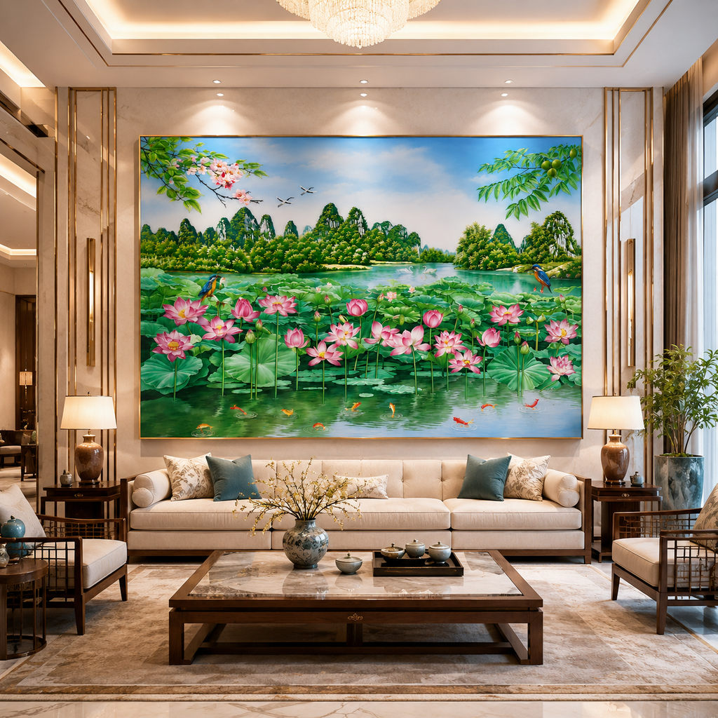 Tranh Đá Quý Cao Cấp Đồng Quê Việt Nam – Mẫu 02 - Hình ảnh chi tiết 3