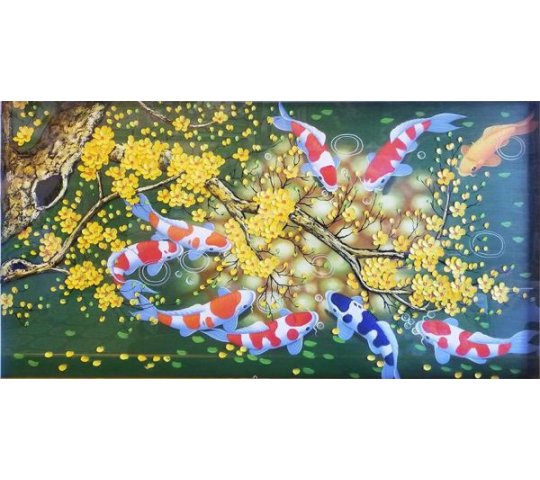 Tranh Đá Quý Cửu Ngư Quần Hội Phong Thủy - HTX. Tân Ngọc Phát