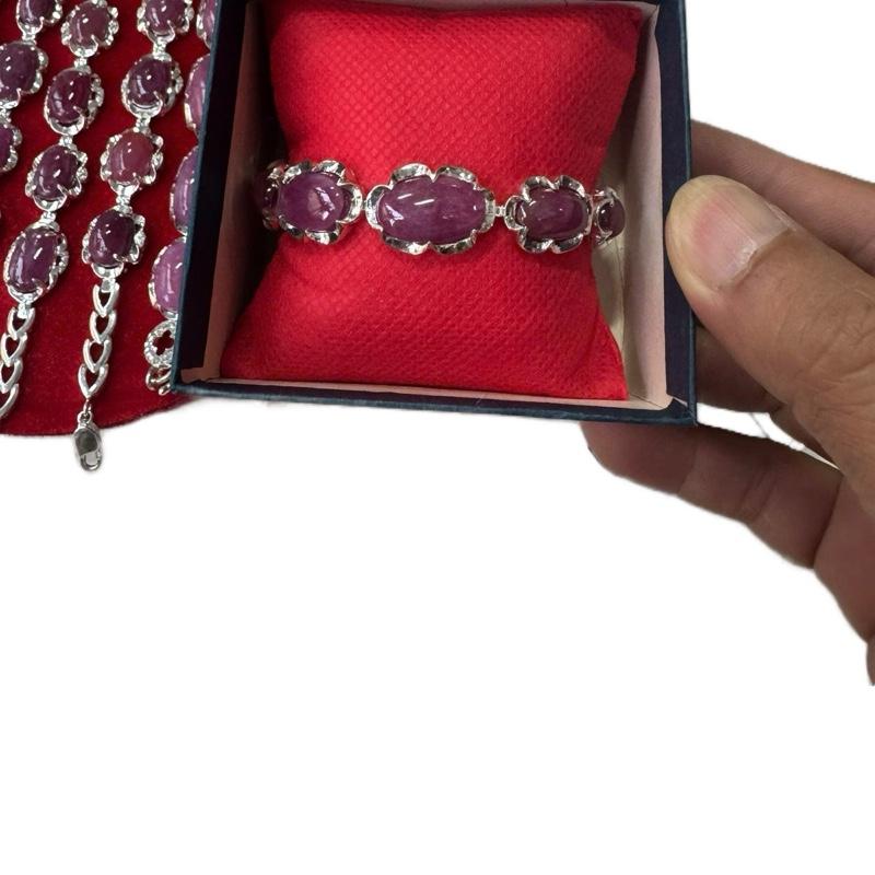 Lắc bạc đính đá ruby, chơi trang sức , sưu tầm, thời trang..v.v..