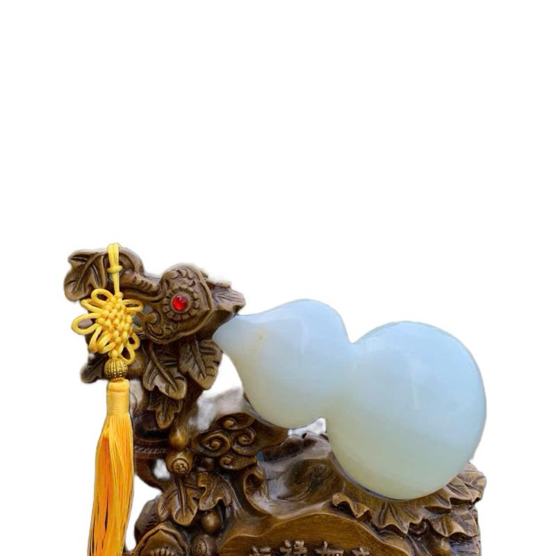 Hồ lô đá Onyx khắc chữ phúc lộc. Chất đá nguyên khối đẹp, chơi chưng bày phong thủy, trang trí…