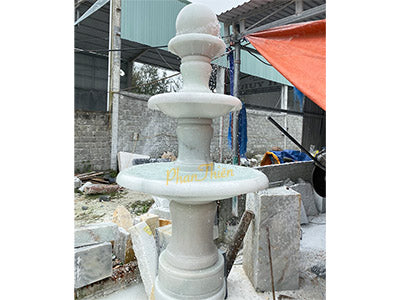 Đài Phun Nước Bi Xoay đá Cẩm Thạch Trắng Xanh - Cao 180cm - đá Tự Nhiên Nguyên Khối - Tân Ngọc Phát