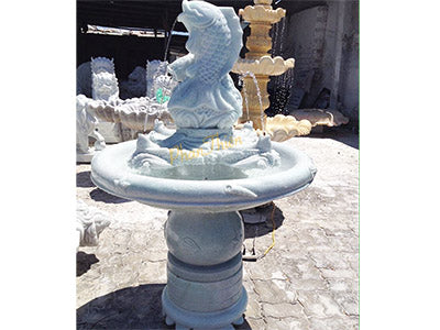 Đài Phun Nước Cá Chép đá Cẩm Thạch Trắng - Cao 150cm - Chế Tác Tinh Xảo - Tân Ngọc Phát
