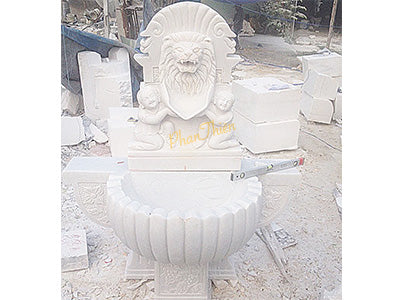 Đài Phun Nước Đầu Sư Tử Cổ Điển đá Cẩm Thạch Trắng - Cao 150cm - Trang Nghiêm Bền Đẹp - Tân Ngọc Phát