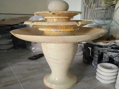 Đài Phun Nước Mini bằng đá Tự Nhiên - Cẩm Thạch - Trắng - Cao 100cm - Phù Hợp Sân Vườn và Nhà Thờ - Tân Ngọc Phát