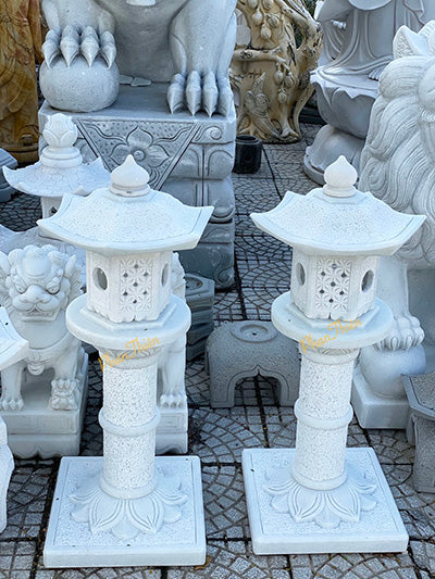 Đèn đá Sân Vườn Cẩm Thạch Trắng - ĐÈN đá SÂN VƯỜN CẨM THẠCH TRẮNG (DEN-03) - PHAN THIÊN Sản Phẩm Được Điêu Khắc Bằ - Cao 100cm - Tân Ngọc Phát