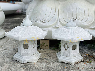 Đèn đá Sân Vườn Cẩm Thạch Trắng - ĐÈN đá SÂN VƯỜN CẨM THẠCH TRẮNG (DEN-19) - PHAN THIÊN Sản Phẩm Được Điêu Khắc Bằ - Cao 35cm - Tân Ngọc Phát