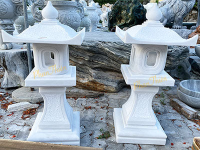 Đèn đá Sân Vườn Cẩm Thạch Trắng - ĐÈN đá SÂN VƯỜN CẨM THẠCH TRẮNG (DEN-39) - PHAN THIÊN Sản Phẩm Được Điêu Khắc Bằ - Cao 80cm - Mẫu Đẹp Cao Cấp - Tân Ngọc Phát