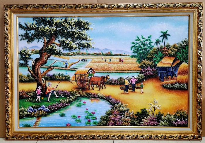 Tranh Đá Quý Hồn Quê Việt – Vẻ đẹp quê hương yên bình và ấm áp - HTX. Tân Ngọc Phát