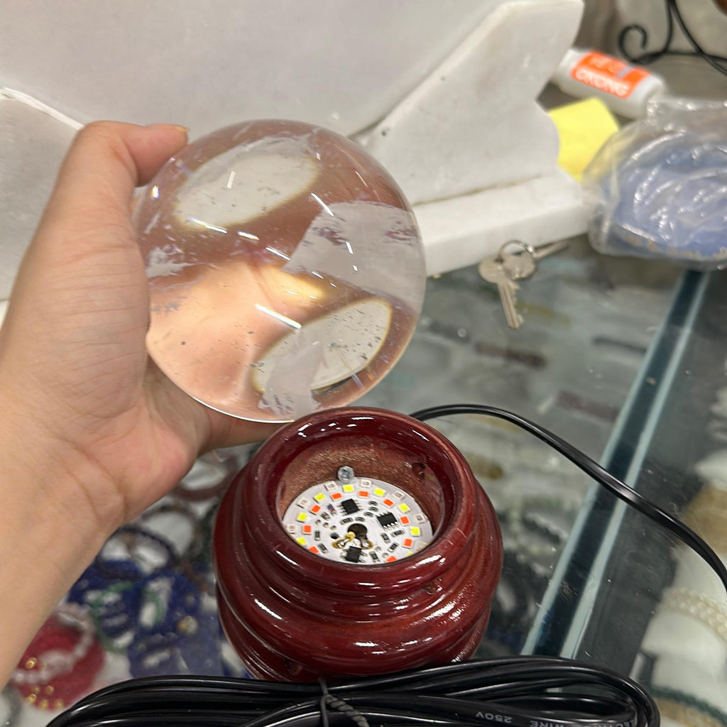 Bi cầu trắng Obisidia  + đế nhỏ 7 màu