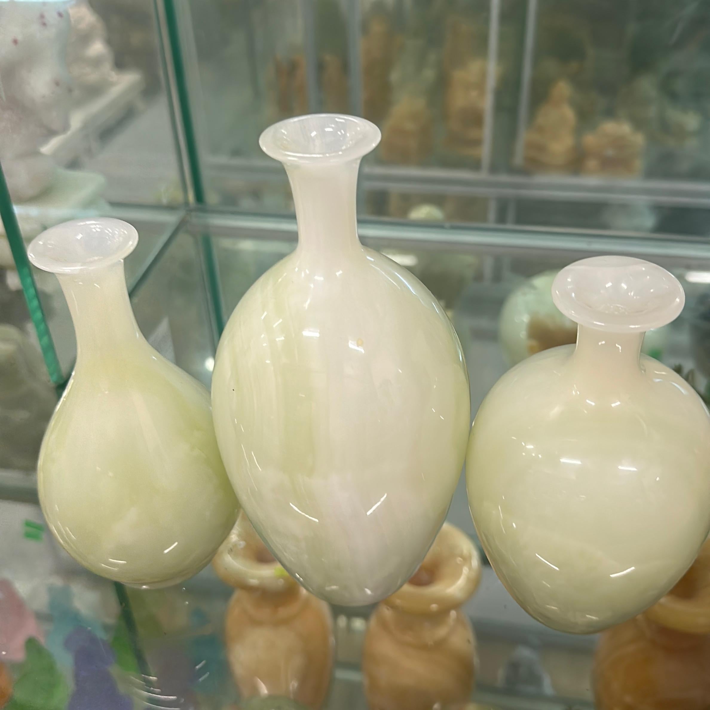Bộ 3 bình hoa đá onyx