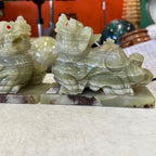 Cặp tỳ hưu đá xanh Onyx kích thước 12Cm trưng bàn thờ thần tài + để kệ tủ
