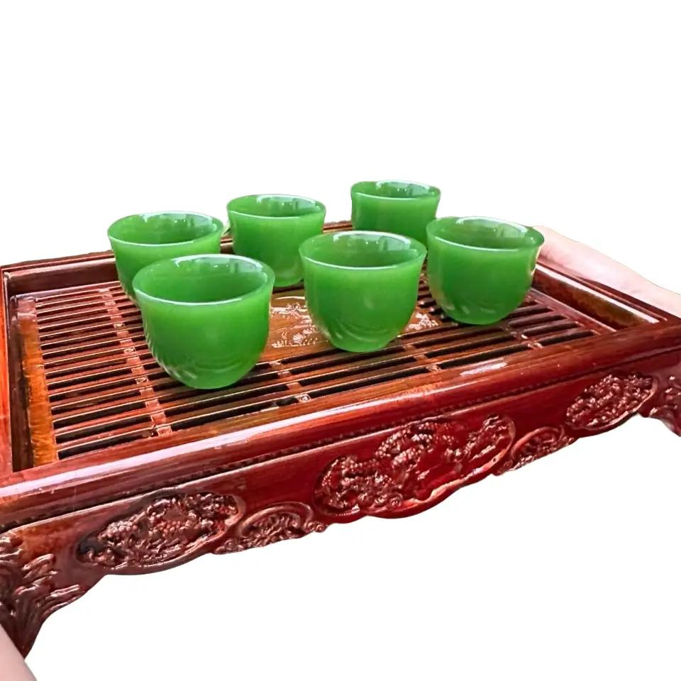 Bộ 6 ly đá mã não xanh để uống trà hoặc trưng phong thủy Phòng Khách Decor Phòng Trang Trí Nhà