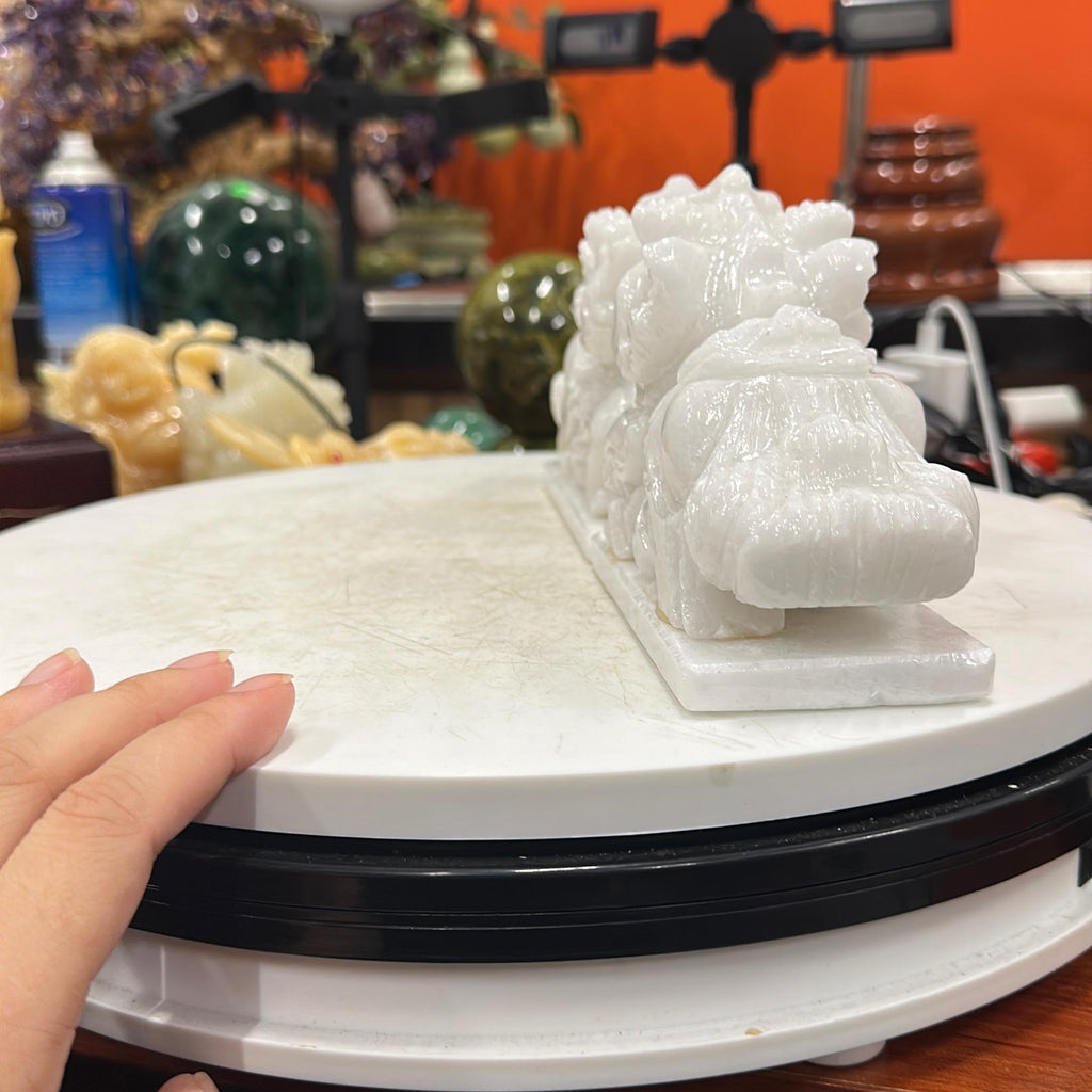Tỳ hưu Cẩm thạch trắng  12cm
