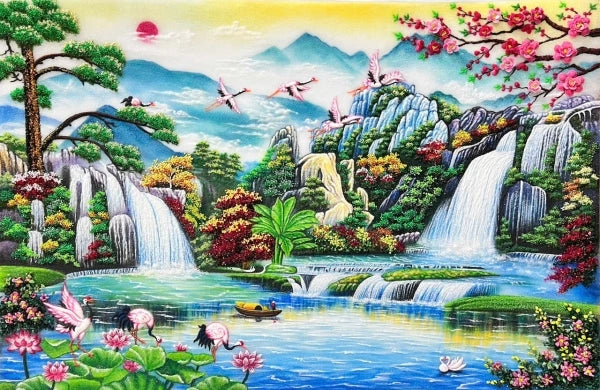 Tranh Đá Quý Tùng Hạc Nghênh Khách Phong Thủy - HTX. Tân Ngọc Phát