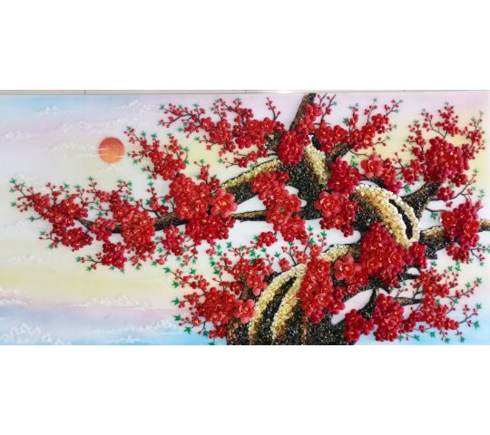 Tranh Đá Quý Hoa Đào May Mắn Thế Rồng Phong Thủy – May mắn, sum vầy và khởi sắc chế tác từ đá quý tự nhiên Lục Yên