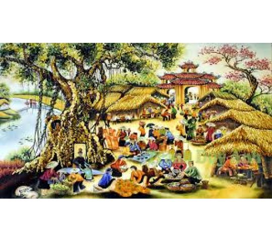 Tranh Đá Quý Ngôi Chợ Làng Quê Phong Thủy - HTX. Tân Ngọc Phát