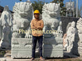 Cặp Tượng Kỳ Lân đá Phong Thuỷ Cao 2m - Cẩm Thạch - Trắng Trong Xanh - Cao 200cm - Mẫu Đẹp Cao Cấp - Tân Ngọc Phát