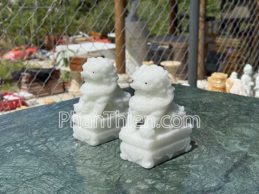 Tượng Kỳ Lân bằng đá Trắng 20cm - Cẩm Thạch - Trang Nghiêm Bền Đẹp - Tân Ngọc Phát