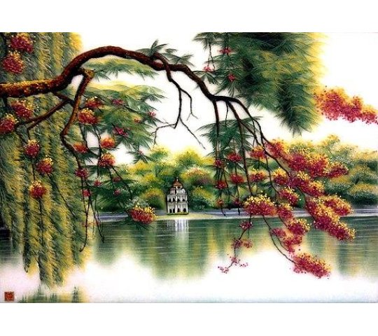 Tranh Đá Quý Cảnh hồ gươm – Vẻ đẹp thủ đô cổ kính, thanh lịch và giàu hoài niệm - HTX. Tân Ngọc Phát