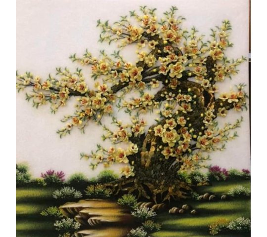 Tranh Đá Quý Hoa Mai Mai Vàng Phong Thủy – Cát tường, thịnh vượng và khởi sắc chế tác từ đá quý tự nhiên Lục Yên